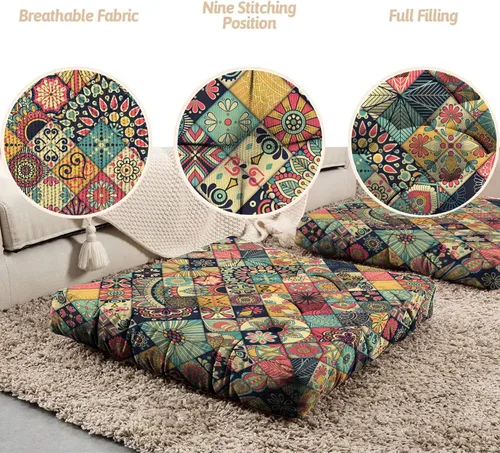 Miniatura 6 de Cojín de meditación con mandala, tapete de meditación bohemio, almohadas de meditación para sentarse en el suelo, cojines para sentarse en casa y al