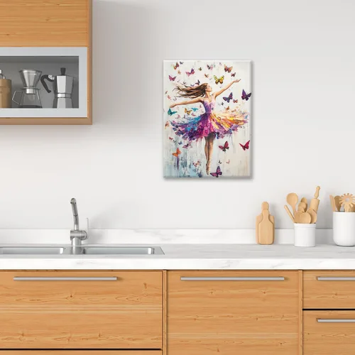 Miniatura 5 de Olivine Arte de Pared de Bailarina, Imágenes de Ballet de Mariposa Decoración de Pared, Impresiones Coloridas en Lienzo de Bailarina, Pintura