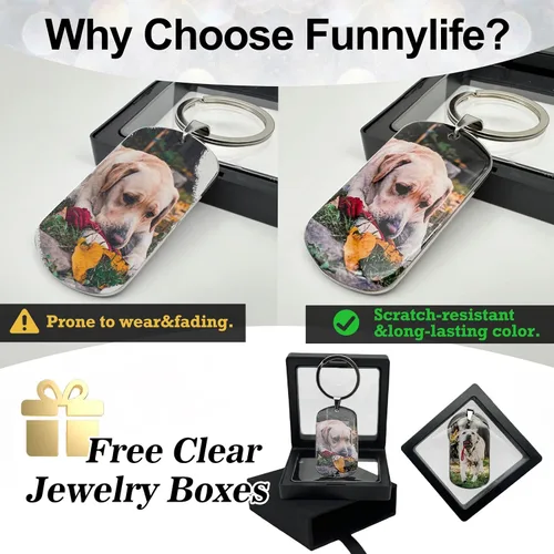 Miniatura 3 de Funnylife Llavero Conmemorativo Personalizado con Foto de Perro de Acero Inoxidable Llavero Personalizado de Memoria de Mascota Regalos