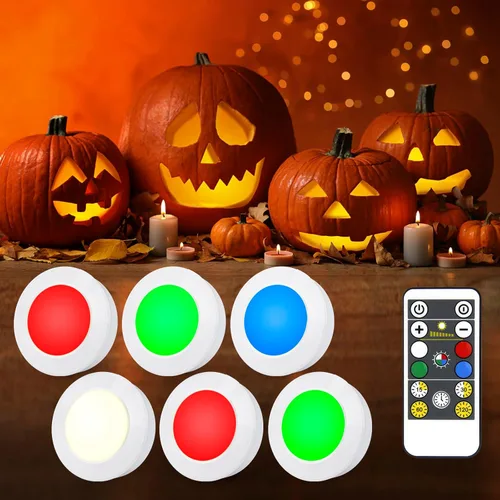 Miniatura 2 de Luces LED inalámbricas de disco con control remoto (paquete de 6), luces para debajo del gabinete, luz que cambia de color, luz regulable