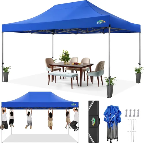 Miniatura 36 de COBIZI Toldo de 10 x 20 pies con paredes laterales, carpa de fiesta resistente para fiestas, bodas, tienda de campaña portátil plegable fácil