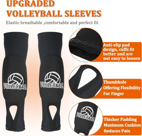 Miniatura 3 de Tucnoeu Almohadillas para brazos de voleibol con almohadillas protectoras y orificios para el pulgar, protector de muñeca