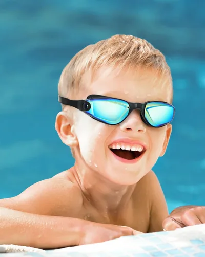 Miniatura 7 de Aegend - Gafas de natación de 2 unidades, gafas de natación para niños, niños y niñas de 3 a 14 años Aguamarina y naranja negro
