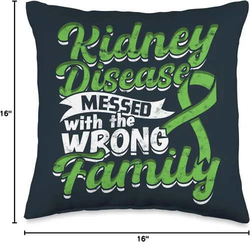 Miniatura 4 de Kidney Transplant Gifts for Women and Men Warrior Transplant Survivor - Almohada de concientización sobre enfermedad renal, 16 x 16 pulgadas