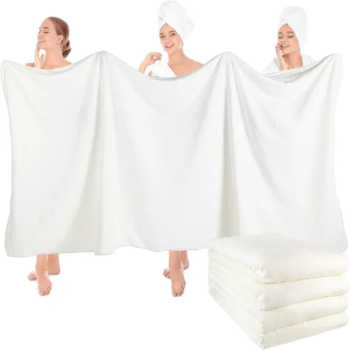 Miniatura 14 de Preboun 2 toallas de baño de vellón de gran tamaño, 40 x 80 pulgadas, toallas de baño extra grandes de microfibra coral terciopelo coral altamente