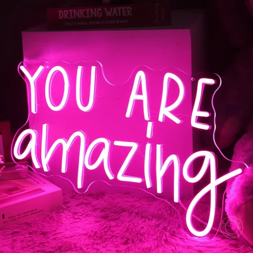 Miniatura 5 de SYLHOME Letreros de luz LED de neón Pink You Are Amazing para bodas, cumpleaños, fiestas de niñas, letrero de decoración de pared, aula, hogar