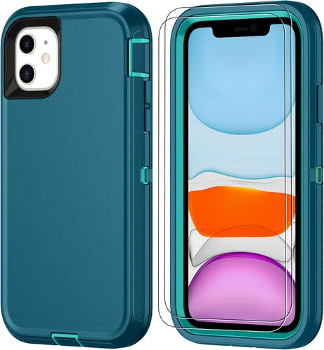 Miniatura 16 de Jshru para iPhone XR Funda con [2 Pack] Protector de Pantalla HD, [Grado Militar] 3-en-1 Resistente Protector de Cuerpo Completo a Prueba de Negro