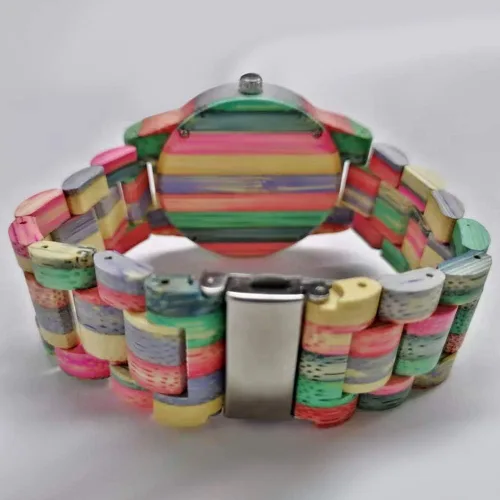 Miniatura 7 de Tiong Brand Wooden Watches Mens with Handmade Colorful Bamboo Wood Watch Analog Date Quartz Wooden Watch for Men