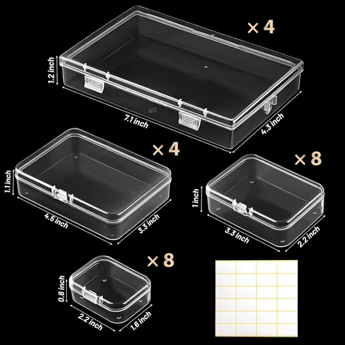 Miniatura 2 de Mauproy Paquete de 24 recipientes de almacenamiento de plástico pequeños de tamaños mixtos, mini cajas organizadoras rectangulares para artículos