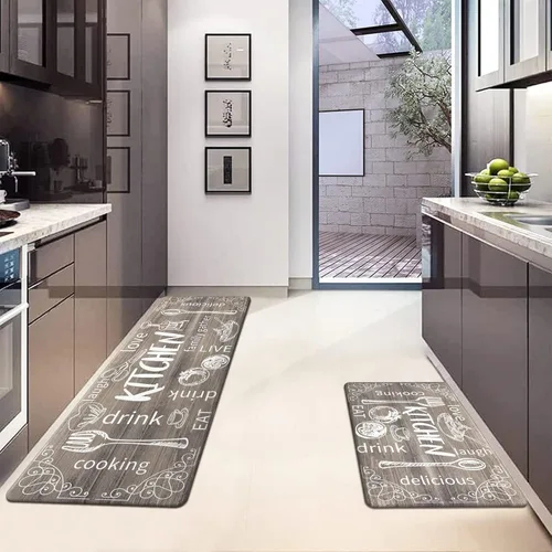 Miniatura 7 de HEBE Juego de 2 alfombras de cocina antifatiga, antideslizantes, acolchadas, para piso, alfombras de cocina impermeables y cómodas, alfombras