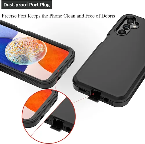 Miniatura 3 de Funda compatible con Samsung Galaxy A14 5G, con clip para cinturón, resistente, a prueba de golpes, protección de cuerpo completo, con función atril