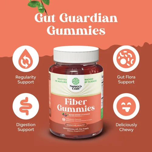 Miniatura 2 de Gomitas de fibra para adultos - Suplemento de raíz de achicoria con apoyo prebiótico para la salud intestinal y digestiva - Gomitas de digestión