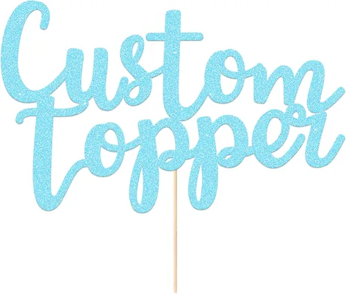 Miniatura 16 de EDSG Decoración personalizada para tartas, decoración personalizada de doble cara con purpurina para tartas con cualquier número de texto, 11 Oro