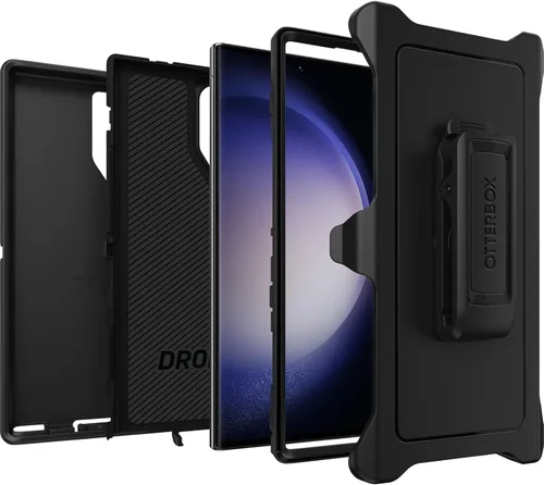 Miniatura 4 de OtterBox Funda para Galaxy S23 Ultra Defender Series, color negro, resistente y duradero, con protección de puerto, incluye soporte de clip