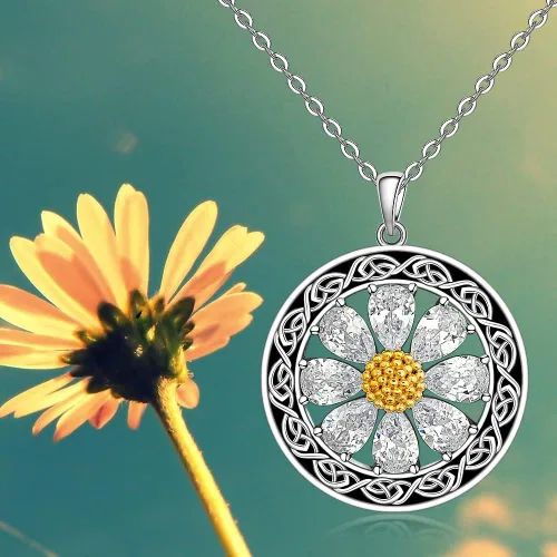 Miniatura 4 de Talonior Daisy Necklace Axolotl Moth Cat Raccoon Cardinal Necklaces Snowflake Four Leaf Clover Necklace Christmas Santa Claus Pendant for Women