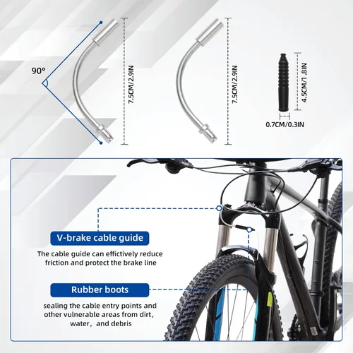 Miniatura 6 de Kit universal de carcasa de cable de freno y desviador de cambio, línea de transmisión de bicicleta estándar con tapas de extremo de cable