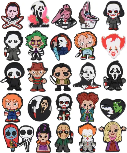 XQNB Dijes de PVC para zapatos, película de terror, accesorios para decoración de zapatos de Halloween, accesorios para niños, niñas, niños,