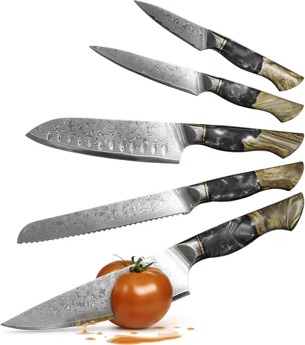 Miniatura 15 de Cuchillo de cocina de Damasco, acero de damasco de 67 capas, juego de cuchillos de chef profesionales de 13 pulgadas para cocina, mango ergonómico