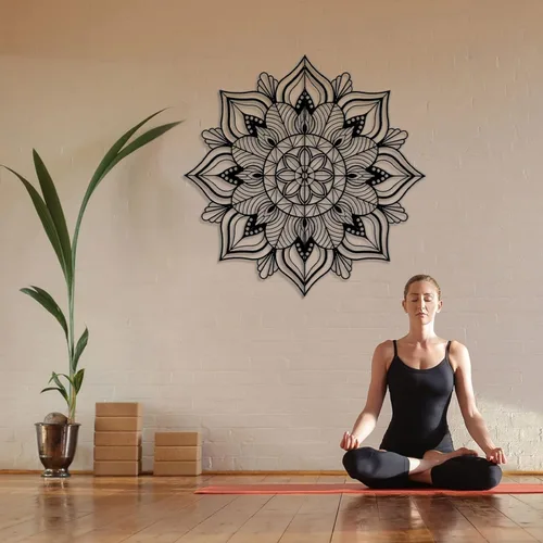 Miniatura 6 de Resama - Decoración de pared de metal grande Mandala, arte de pared único de flor de loto, adecuado para decoración de interiores y exteriores