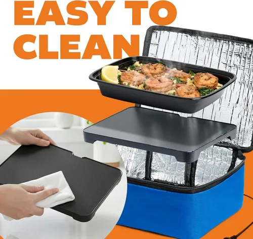 Miniatura 4 de HOTLOGIC Mini lonchera térmica - Calentador eléctrico portátil de alimentos para hombres y mujeres - Ideal para el trabajo, la oficina y la Azul