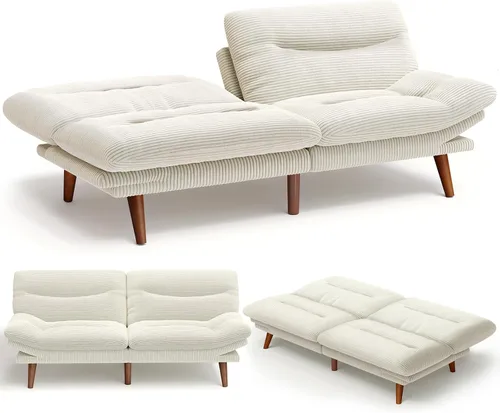 Miniatura 9 de Sofá cama futón de 75 pulgadas, futón 3 en 1 con respaldo y reposabrazos ajustables, sofá cama convertible pequeño plegable con cojín extraíble