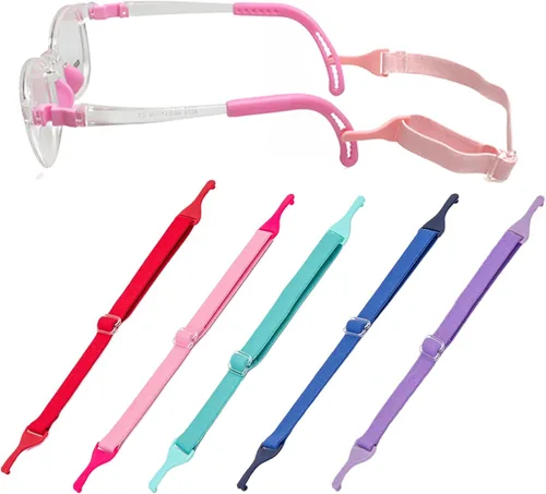 Miniatura 8 de Correa ajustable para lentes para niños, 5 piezas, retenedor de anteojos sin cola, banda para lentes para patillas con agujero