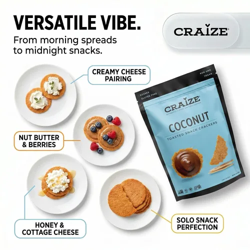 Miniatura 6 de Craize Patatas fritas de coco, sin gluten, veganas, kosher, galletas de maíz tostadas 4 onzas cada una