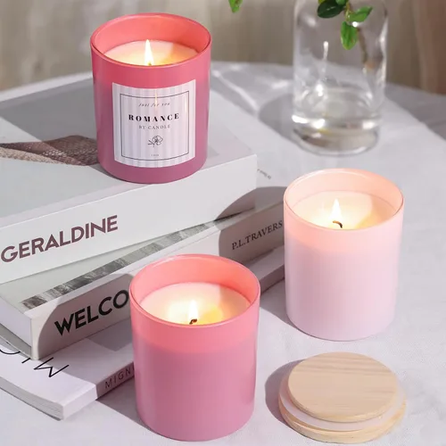 Miniatura 8 de 12 tarros de velas rosas surtidos para hacer velas, tarros de vela vacíos de 10 onzas con tapas y etiquetas de bambú, tarro de vela de vidrio