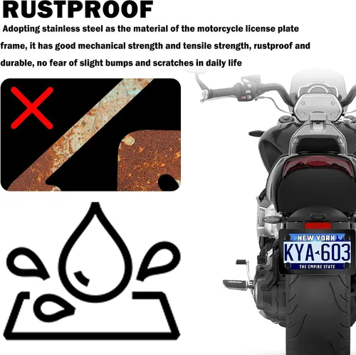 Miniatura 4 de Kit de marcos para matrícula de motocicleta, soporte de marco de matrícula de motocicleta de acero inoxidable con patrón de fibra de carbono