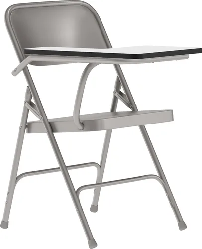 Miniatura 3 de EMMA + OLIVER Silla plegable de acero prémium con brazo para tableta para diestros