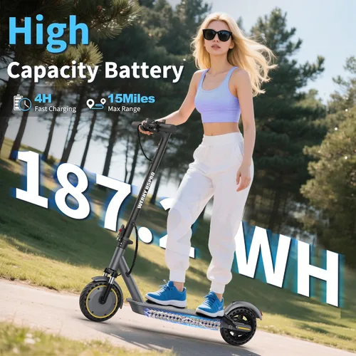 Miniatura 2 de WERHY H5PRO Scooter eléctrico con doble suspensión, motor sin escobillas de 350 W y 19 MPH, 15 millas de largo alcance, neumáticos sólidos de 8.5
