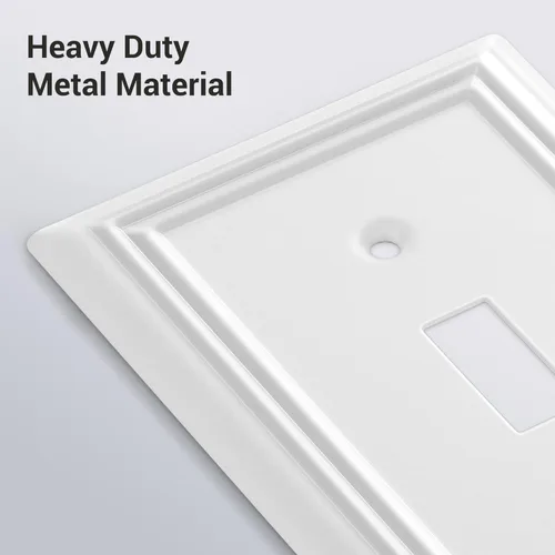 Miniatura 2 de DEWENWILS Paquete de 4 placas de pared de palanca, cubiertas metálicas para interruptores de luz con acabado blanco, placas frontales de servicio
