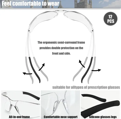 Miniatura 4 de MIUSKATL - Lentes de seguridad, ANSI Z87.1, resistentes a los arañazos, para hombres y mujeres, protección ocular a granel para trabajo