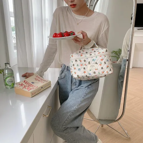 Miniatura 3 de Bolsas de cosméticos para mujer, bonita bolsa de maquillaje floral, organizador de almacenamiento de maquillaje, bolsas de aseo de viaje, bolsas