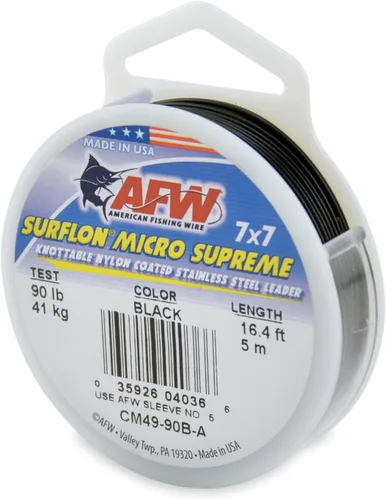 Miniatura 19 de American Fishing Wire Surflon Micro Supreme Nylon recubierto 7x7 de acero inoxidable, líder en alambres anudables para pesca en agua salada, pesca