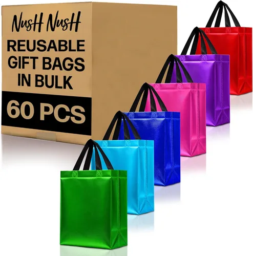 Miniatura 64 de Nush Nush Bolsas de regalo de color azul aguamarina de gran tamaño – Juego de 30 bolsas de regalo azul claro brillante con asas a granel – Bolsa