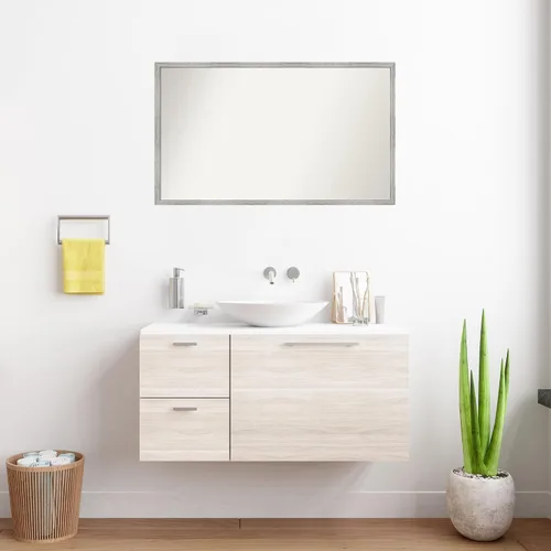 Miniatura 1053 de Amanti Art Espejo de baño blanco para sobre el fregadero, 32 x 45 pulgadas, espejo de tocador rectangular blanco esbelto, marco de madera moderno