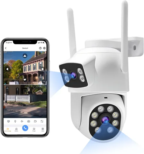 Miniatura 11 de Cámara de seguridad inalámbrica de 4 lentes al aire libre, imagen HD 2K PTZ 360° de vigilancia, visión nocturna a color, conexión WiFi, detección