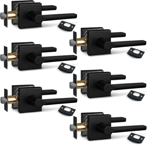 Miniatura 66 de NEWBANG Palanca de puerta de cama/baño para privacidad Baño e interior Manija de cerradura de puerta en negro mate envejecido, HD1601-DB-BK-1P