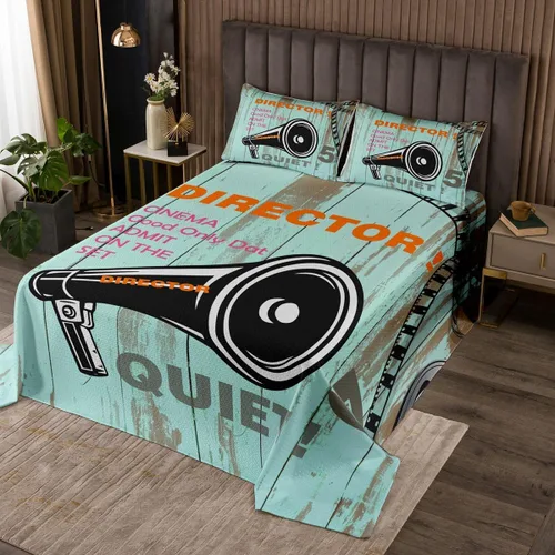 Miniatura 7 de Homewish Theater Cinema Poster Quilt Sets Twin Size,Retro Movie Bedspread Coverlet 2Pcs for Kids Girls Boys Room Decor,Popcorn Quilts Set Movie