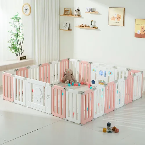 Miniatura 8 de Bestgame Corralito para Bebés, Corralitos Plegables para Bebés y Niños Pequeños, 14 Paneles Corralito Extra Grande para Bebés, Valla Portátil