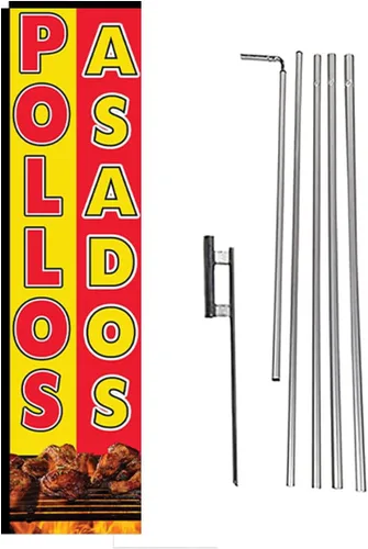 Miniatura 10 de Pupusas - Bandera rectangular de plumas con kit de poste y pico de tierra para restaurantes, mercados, propietarios de negocios