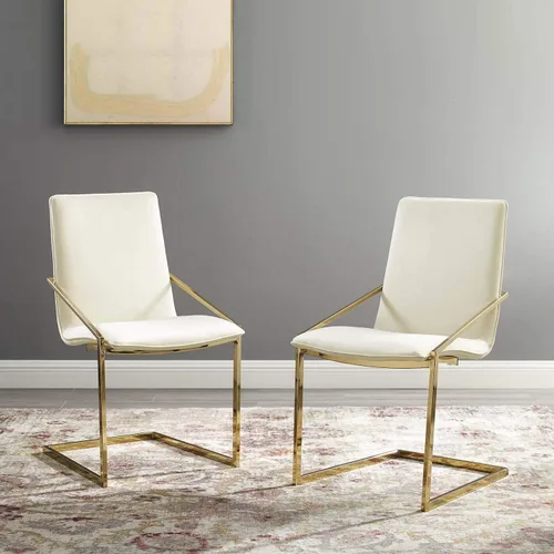 Miniatura 10 de Modway Pitch Performance - Sillón de terciopelo, 2 piezas, sillas de comedor, color dorado y negro