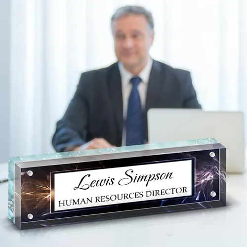 Miniatura 12 de Placa de Nombre para Escritorio, Placa de Nombre con Patrón de Doble Cara para Escritorio, Decoración de Escritorio de Oficina Personalizada
