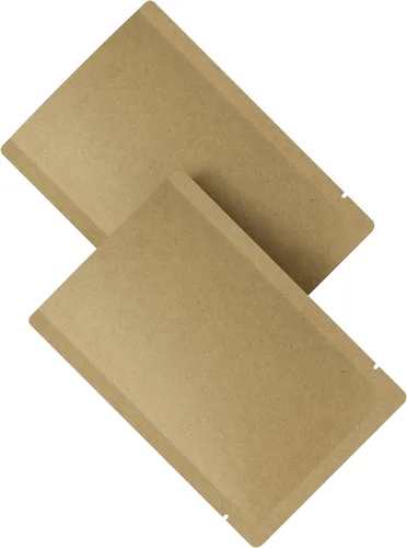 Miniatura 8 de 100 bolsas de papel kraft Mylar con parte inferior abierta plana con muescas de desgarro para kit de viaje de paquete de muestra