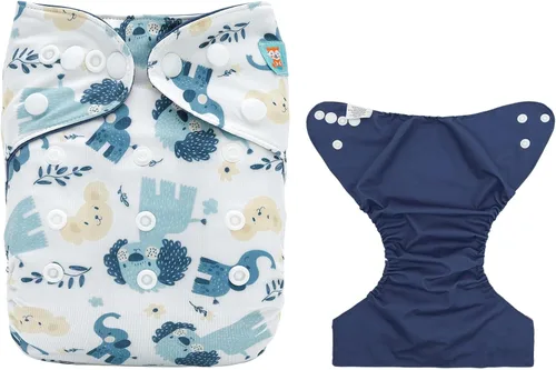 ALVABABY Baby Cloth Diaper Cover, Swim Diaper,Nappy Shell Baby Girls and Boys Perro y elefante