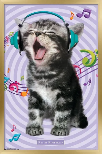 Miniatura 13 de Trends International Keith Kimberlin - Gato - Póster de pared cantando, 14.725 x 22.375 pulgadas, versión con marco de madera tipo granero