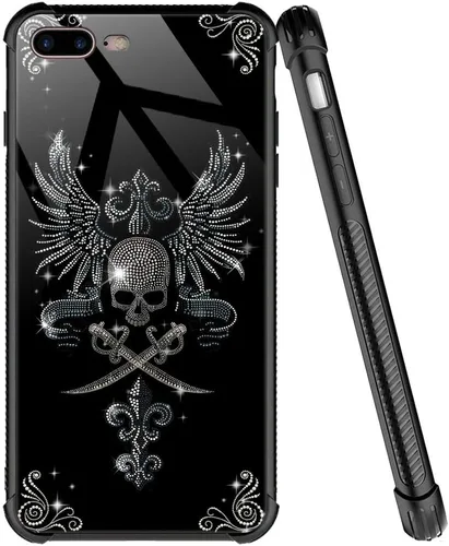 Miniatura 58 de ZHEGAILIAN Funda compatible con iPhone 7/8 Plus, funda de vidrio orgánico para niñas, mujeres y hombres, diseño de cuatro esquinas, antiarañazos, a