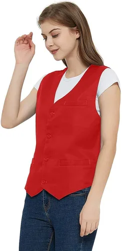 Miniatura 3 de TOPTIE Chaleco unisex con botones para uniforme de trabajo