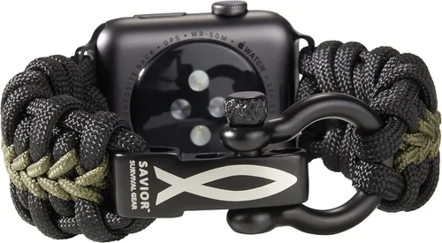 Miniatura 14 de Correa de paracord Savior Survival Gear, compatible con Apple Watch de 49/45/44/42/41/40/38 mm, correa de iWatch Series Ultra 10 9 8 7 6 5 4 3 2 1